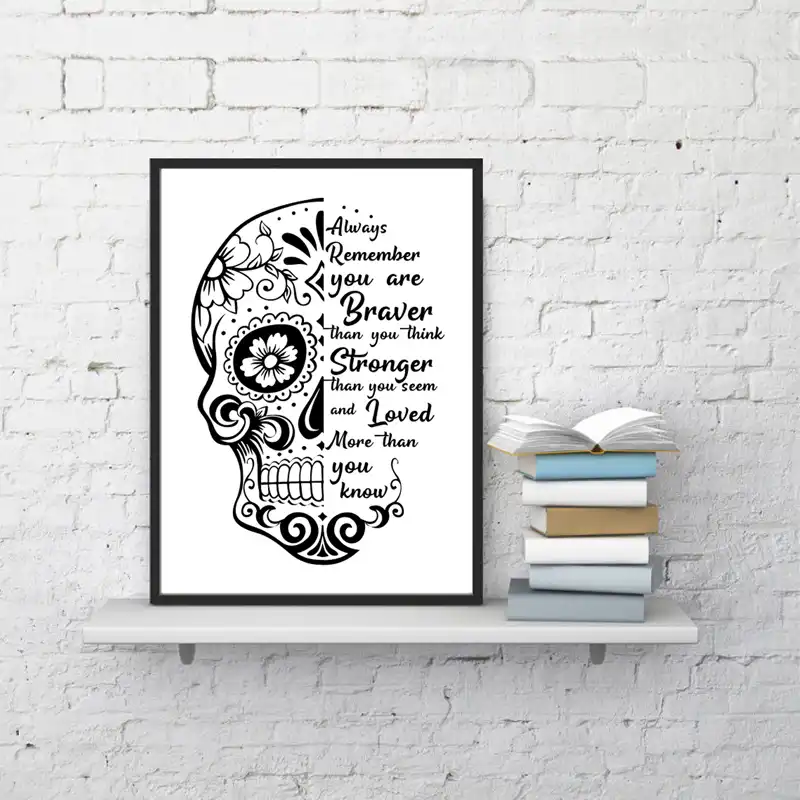 Sucre Crane Citation Inspirante Art Imprimer Vous Etes Plus Courageux Que Vous Pensez Sucre Crane Toile Affiche Peinture Bureau Mur Art Decor Aliexpress