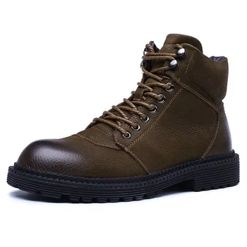 

and fluffy warm cotton shoes men's British style retro work clothes big head leather boots waterproof oversized boots