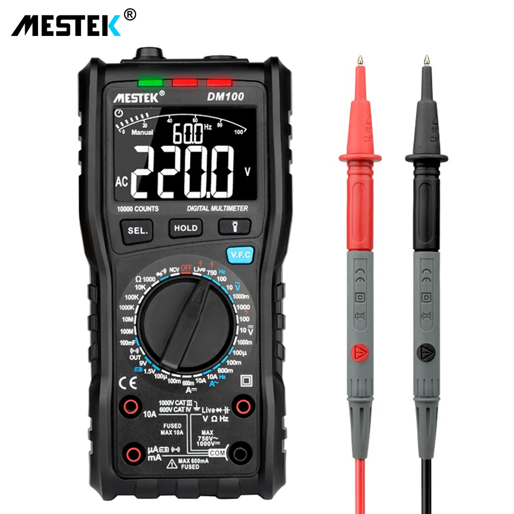 MESTEK DM100 Цифровой мультиметр тестер емкость быстрая скорость DC 10000 отсчетов multimetro цифровой профессиональный анти-ожога сигнализация