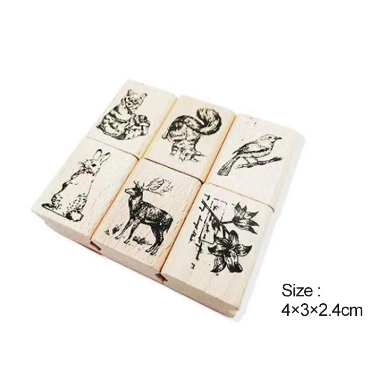 Stamps Vintage Cute Animal Stamp DIY Wooden Rubber Stamps For Scrapbooking Stationery Standard Stamp
