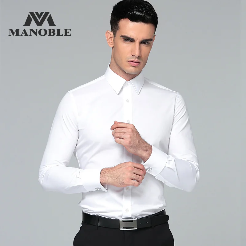 High Quality 2021 New Fashion Shirts for Men Dress Shirt with Cufflink Long Sleeves Regular Fit Brand Business Suits Shirts