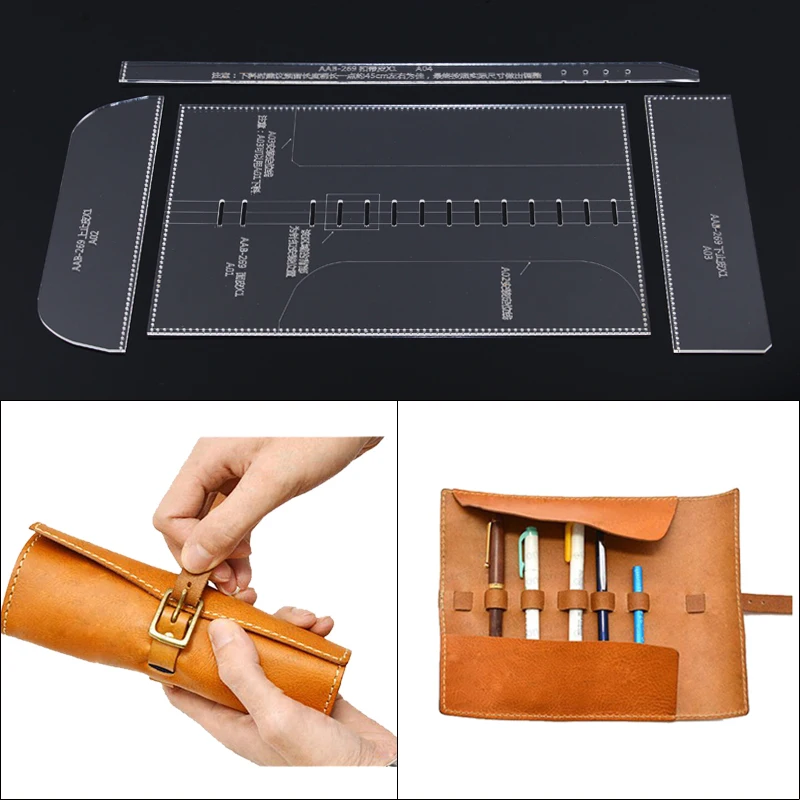 

1Set DIY Acrylic Template New Fashion Pencil Case Toolkit Leather Craft Pattern DIY Stencil Sewing Pattern 31cm*21cm