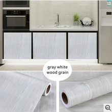 Gray White PVC Wood Grain Stickers Wardrobe Cabinet Table Furniture Renovation Stickers Self-Adhesive Waterproof Wallpaper