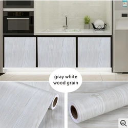Gray White PVC Wood Grain Stickers Wardrobe Cabinet Table Furniture Renovation Stickers Self-Adhesive Waterproof Wallpaper