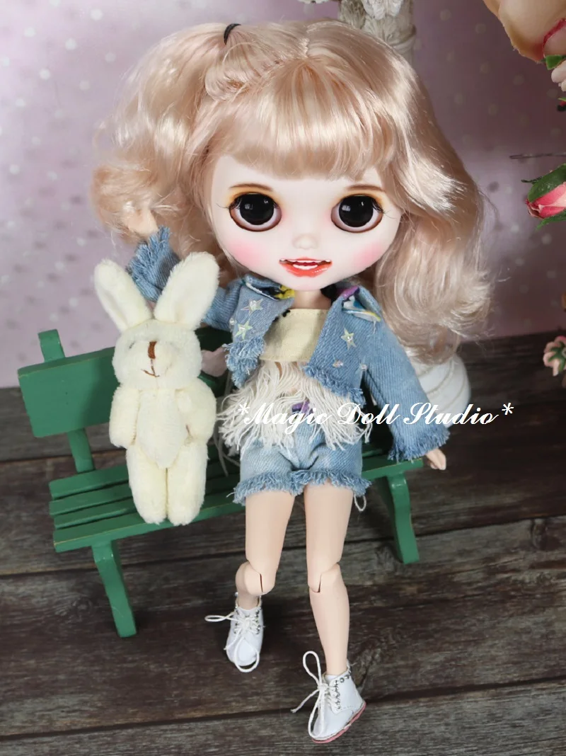 [MK003] Новинка Blythe макияж кукла светильник золотой короткий завиток волосы с Макияж Лицо Blyth платье кукла для розничной продажи