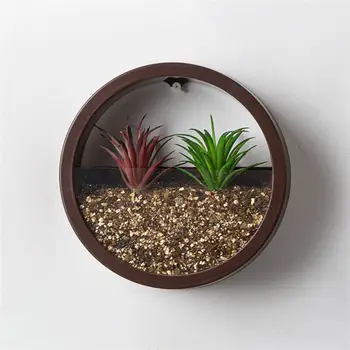 

Modern Round Wall Hanging Flower Pot Creative Flower Basket Decorative Vase Home Decor for Office Living Room with Random Hole