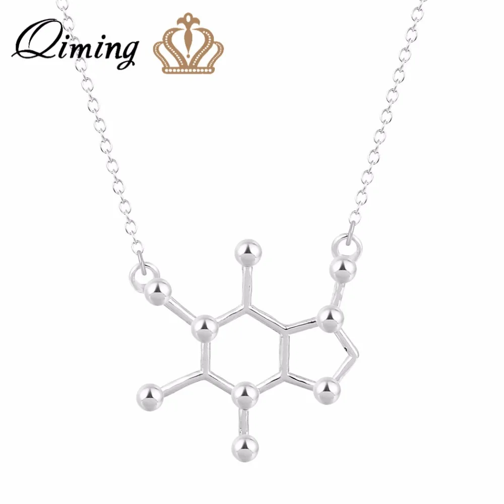 Новинка женское научное ожерелье QIMING Ecklace с кофеином металлическое химическое