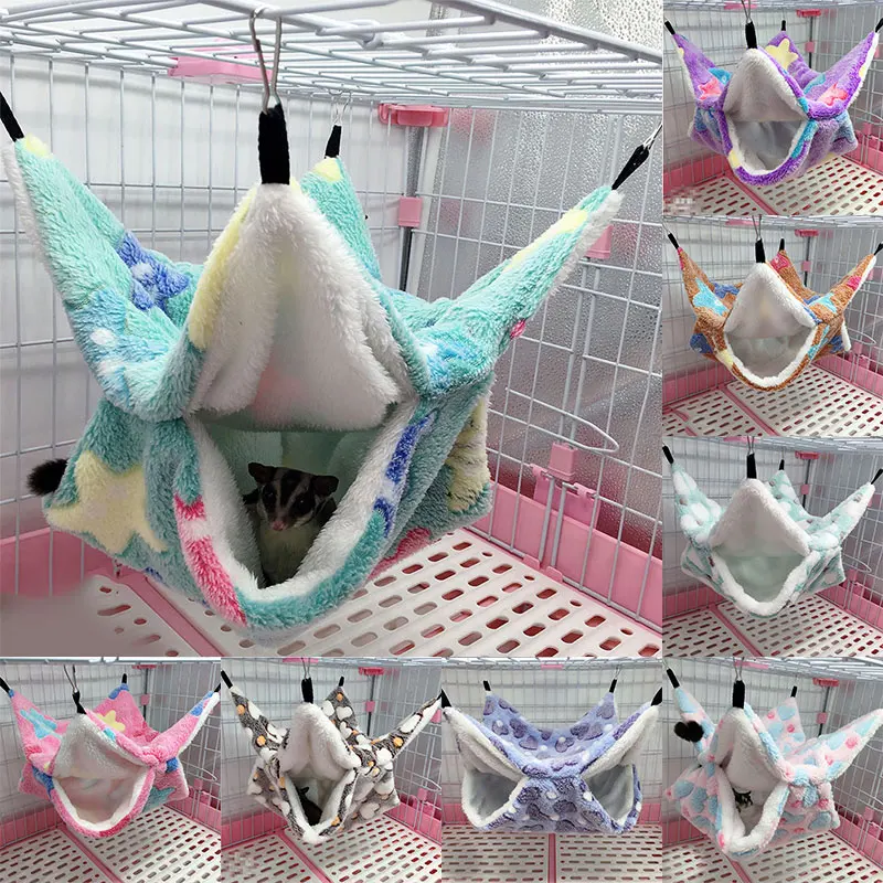 

Warm Cage Pet Nest Toy House Pet Toy Hamster Hammock Square Double-deck Interlayer Small Pet Hammock Velvet Stump Tunnel