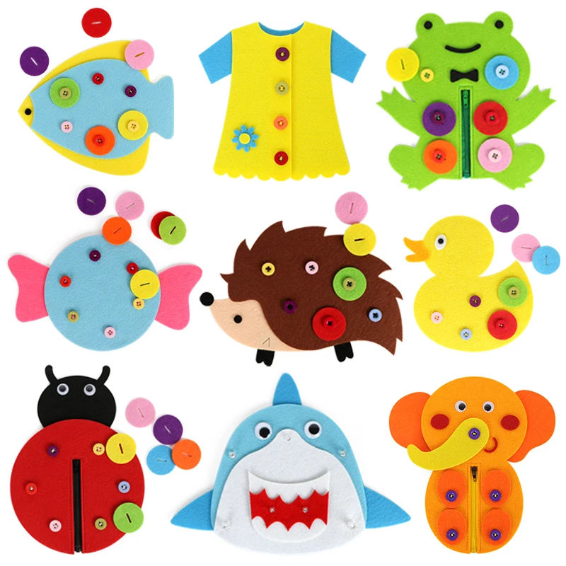 Kindergarten Diy cloth art early education growth toys montessori learn button operation zipper teaching manual course toys