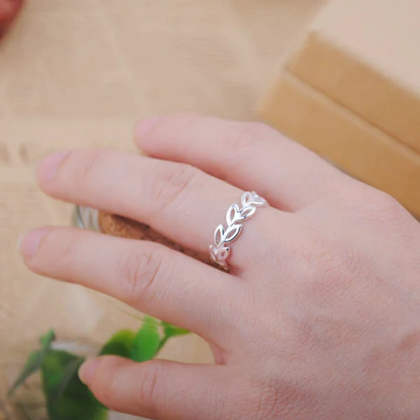 Silver Leaf Rings Women Adjustable Size Finger Rings Anillos silver rings silver ring