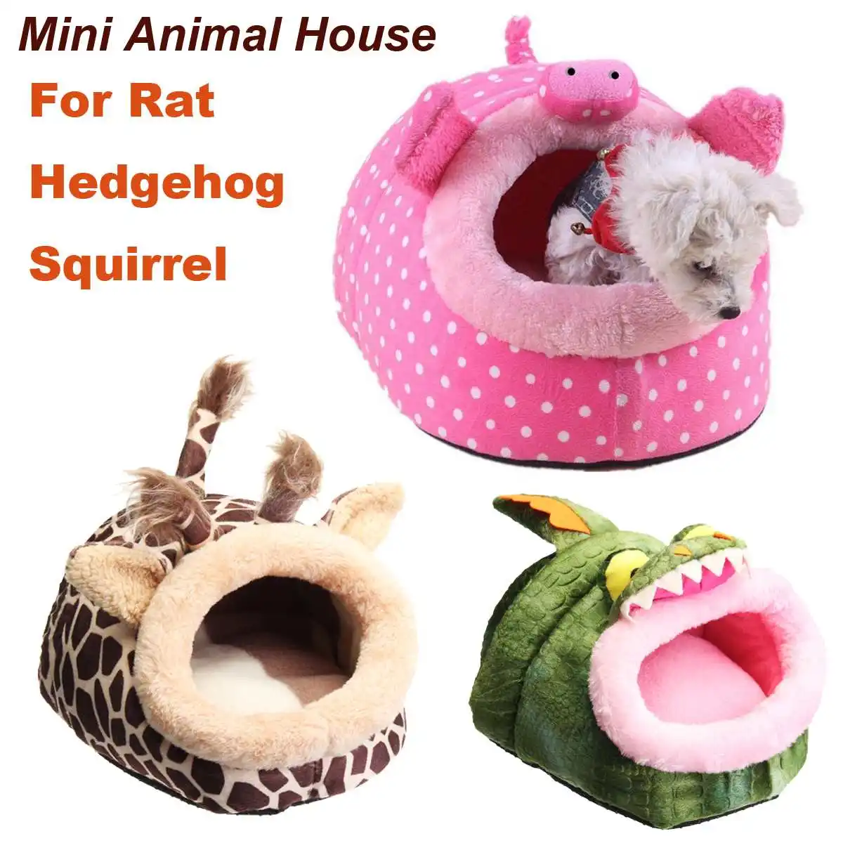 

Mini Plush Soft Guinea Pig House Bed Cage for Hamster Mini Animal Mice Rat Nest Bed Hamster House Small Pet Products Red Leopard
