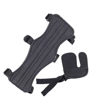 

1Pcs Arm Guard with Finger Protector with 3 Strap PU Leather Archery Arm Guard Protection Safe Guard outdoor Protective Gear