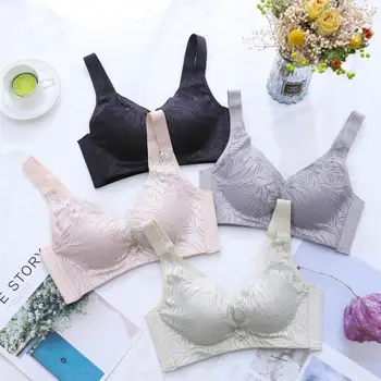 

Hantan ultra-thin plus size bra high-end breathable silk underwear adjustable four-breasted summer bra ice silk bra