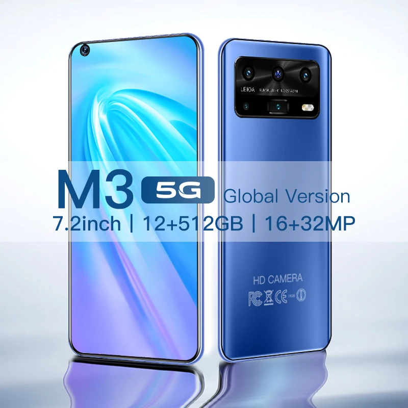 Smartphone Android M3 12GB 512GB Celulares Octa Core HD Camera 7.2