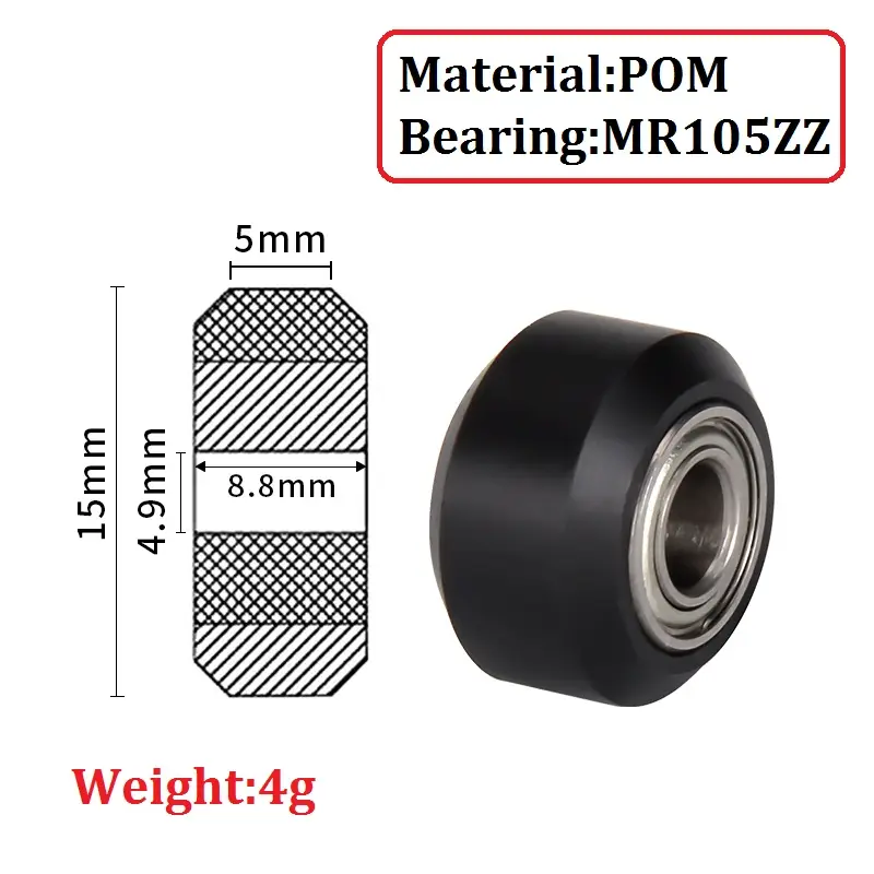 10PCS POM Plastic Wheel Bearing Pulley Small Big V-Slot Models 625ZZ 625RS MR105zz Idler Gear For 3D Printer Parts Openbuilds image 12