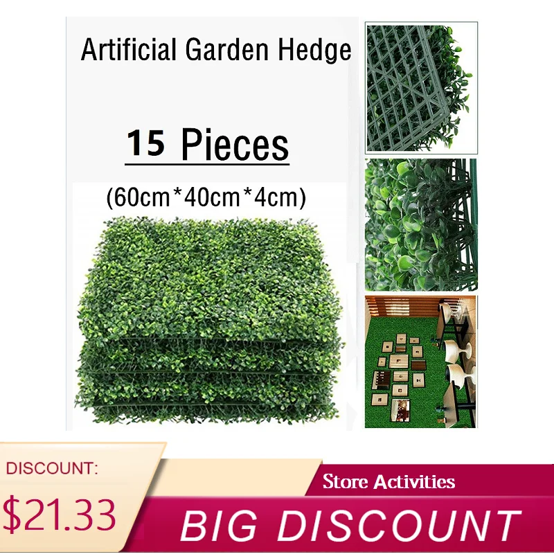 Planta de pared Artificial seto de boj, 12 Uds., 25x25cm, decoración