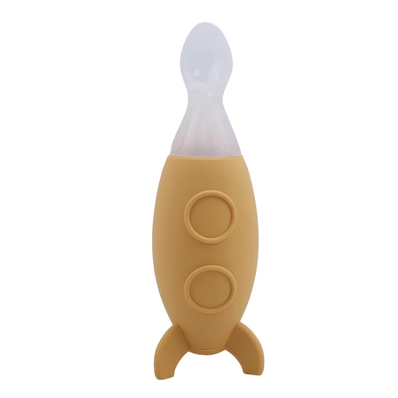 light orange Детская посуда для кормления, горячая Распродажа, брендовая силиконовая насадка на бутылочку для кормления, ложки для кормления, 4 цвета, детская ложка для кормления - Цвет: light orange