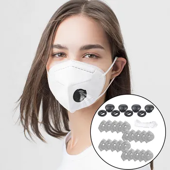 

20PCS 5-Layer Face Mask Filters + 4PCS Breathing Valves + 1PCS 5m Elastic Rope for DIY Face Mouth Mask Replacement Accessories