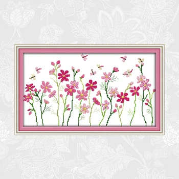

The little flowers Cross-stitch Paintings Printed on Canvas DIY Handmade Needlework DMC Embroidery Cotton Thread Sets Crafts