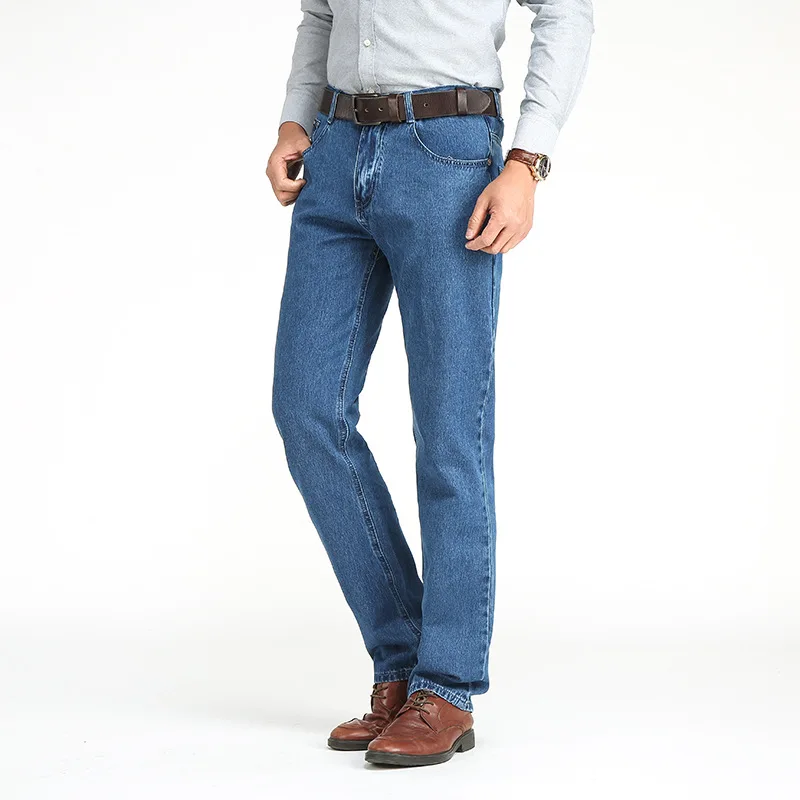 Бизнес мужские длинные джинсы Прямые повседневные синие легкие джинсовые брюки летние Лидер продаж Новые Классические тонкие дешевые рабочие брюки HLX166