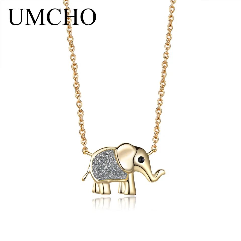 Elephant necklace UMCHO, модное блестящее серебряное ожерелье в виде слона 925 пробы, подвески для женщин и девочек, подарок на день рождения, украшение, хорошее ювелирное изделие - Цвет камня: Elephant necklace