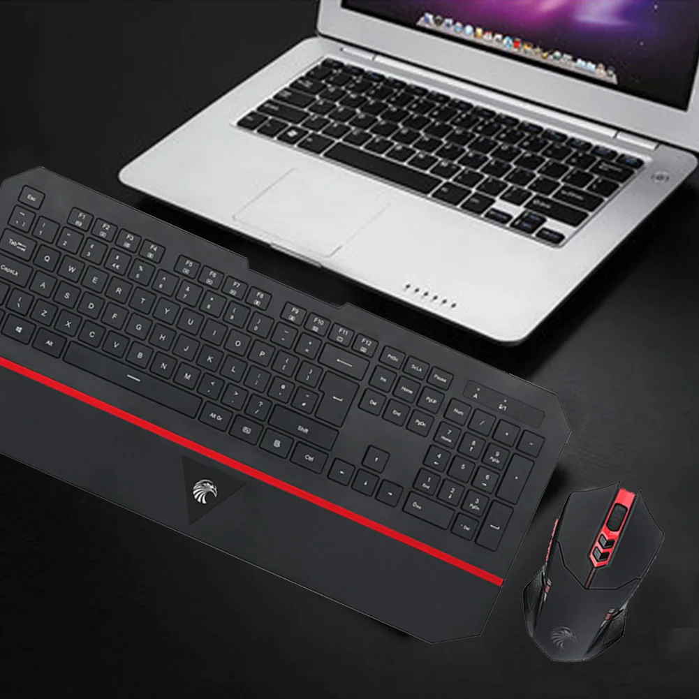 2,4 ГГц игровой прочный ультра тонкий Эргономичный USB чувствительный для ПК ноутбук клавиатура и мышь комплект беспроводной водонепроницаемый портативный подсветка