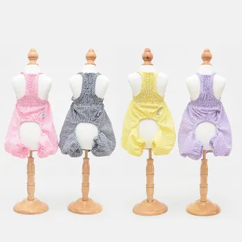 

S-XXL Plaid Pet Dog Dress With Sun Hat Summer Summer Pet Dog Clothes Dress Skirt Puppy Costume Clothing Dress Up