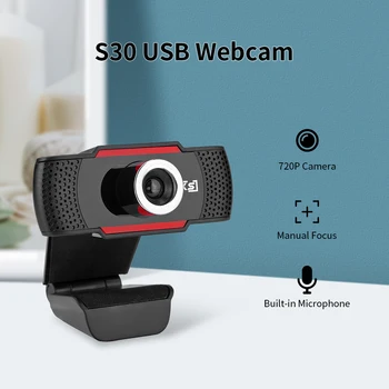

HXSJ S30 720P Webcam Manual Focus Computer Camera Built-in Sound Absorbing Microphone Video Call Web Camera for PC Laptop