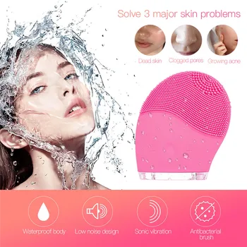 

Electric Silicone Facial Cleaning Brush Rechargeable Sonic Vibration Face Cleaner Massager Blackhead Acne Removal Skin Care Tool