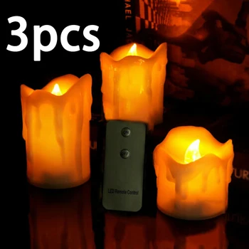 

3Pcs/set Creative Flameless LED Electric Candles Lamp Battery Powered Tea Lights Remote Control Xmas Wedding Party Decorations