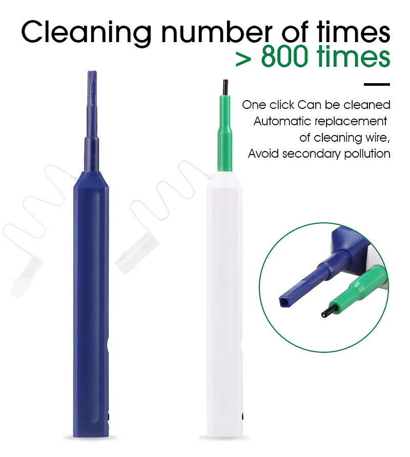 2PCS LC/SC/FC/ST One-Click Cleaner Tool 1.25mm and 2.5mm Fiber Optic Cleaning Pen 800 Cleans Fiber Optic Cleaner