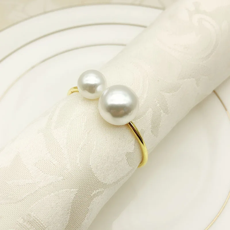 6/12pcs Creative Metal Pearl Napkin Ring Buckle Toast Button Ring Simple Home Restaurant Hotel Table Decoration Accessories