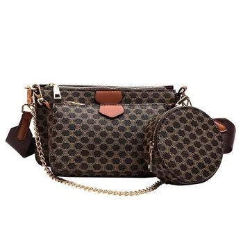 

2020 Latest Fashion 3-in-1 Bag set Shoulder Bag Hangbag 2 Colors Pu Leather for Casual Versatile Women Bag Ladies Bag