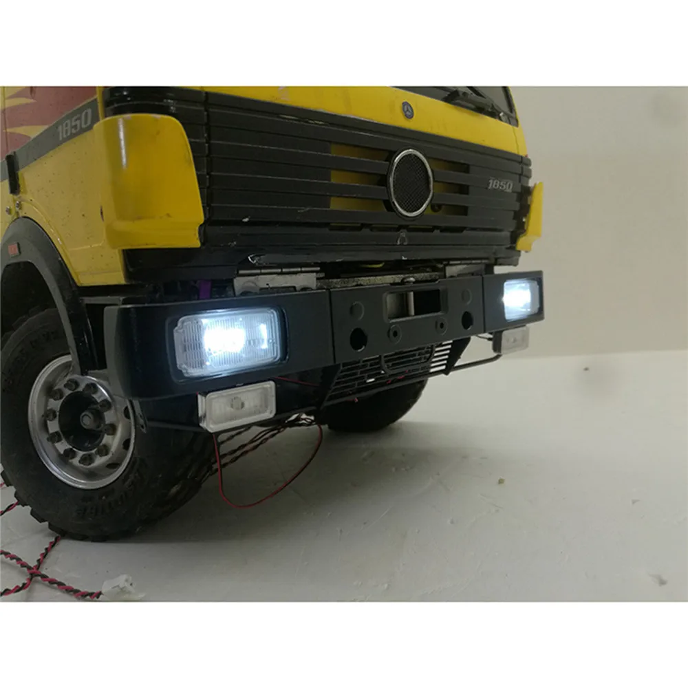 Передний бампер с светодиодный светильник лампа для TAMIYA 1/14 56301 56305 Benz 1838 RC для трактора, прицепа, грузовика Запчасти Аксессуары Передний бампер с светодиодный светильник лампа для TAMIYA 1/14 56301 56305 Benz 1838 RC для трактора, прицепа, грузовика Запчасти Аксессуары