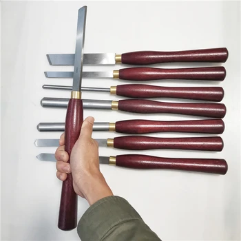 Cheap 8pcs/set HSS Woodworking Turning Tool Set HSS Lathe Chisel Set High Speed Steel Semicircle Knife Hand-held Wooden Turning Tool