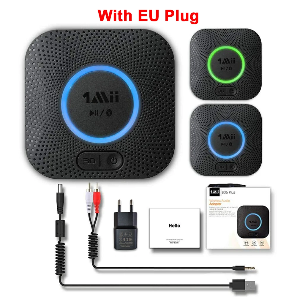 1Mii Bluetooth Audio Receiver aptX LL Dual Link RCA 3.5mm AUX 3D Music 30M  Long Range Wireless Audio Adapter for Speake B06 Plus