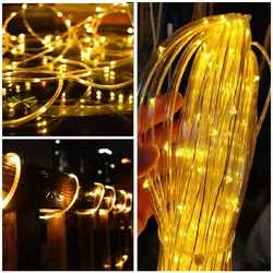 LED Outdoor Tube Rope Garland Waterproof String Light 10/20/40M 4.5V Plug 8 Modes Decorations New Year's Christmas Tree Festoon