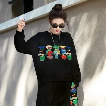 

2020 Cartoon Pattern Printing Shirt Pullover Rendering A Thin Sweater Long Sleeve Round Neck Loose Thin Sweater Woman