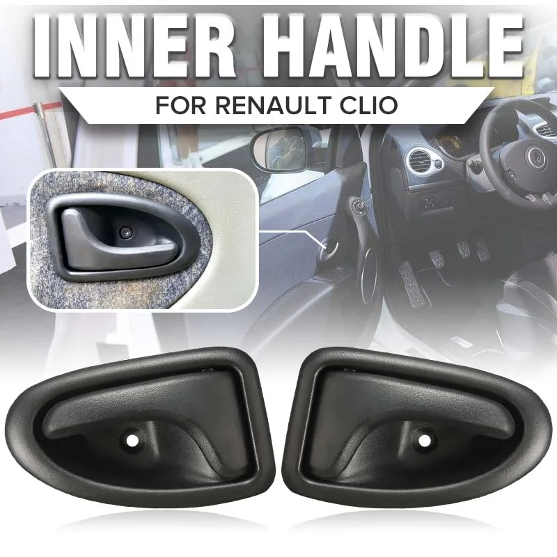 1Pc Black Left Right Side Car Interior Door Handle Knob Hand Handles For Renault Clio 1999-up Scenic 1999-2005 Megane 1998-2002
