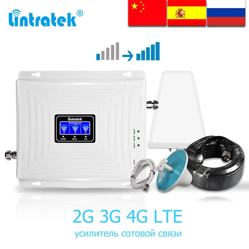 Усилитель сигнала Lintratek 3G 2G 4G GSM 900 1800 2100 WCDMA LTE репитер голосовой