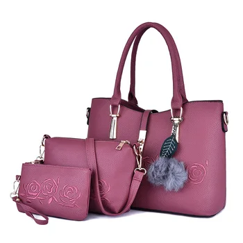 

3 in 1 Elegant Women's Handbags Shoulder Bags Set PU Leather Embroidery Women Messenger Bag Women's Shopping Composite Bag Bolsa