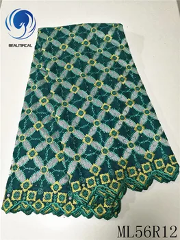 

BEAUTIFICAL Nigerian lace fabrics embroidery cotton lace fabric 5yards high quality voile lace african fabric ML56R12