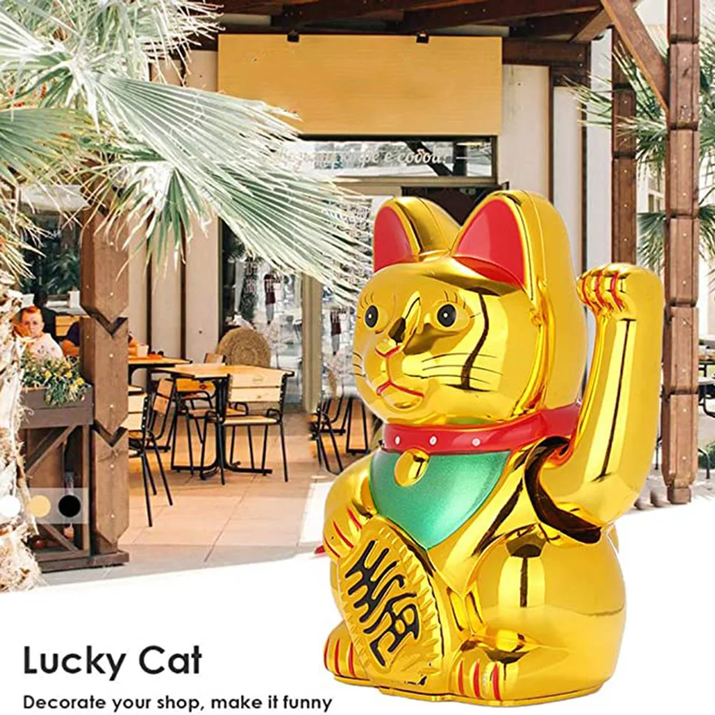 LuckyFortunesCatJapaneseGoldLuckyCatwithWavingArmBattery