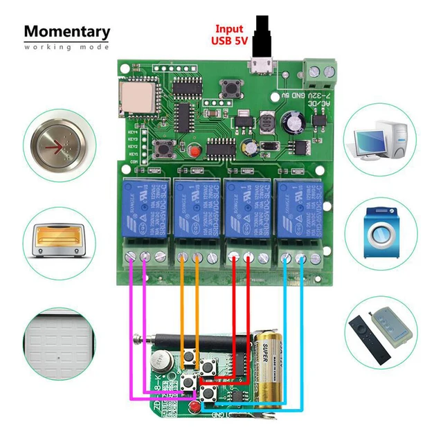 WiFi Switch Ewelink App Smart Life Remote Control Wireless Smart Switch Modul Self-locking interlock remote control 4-way relay 2