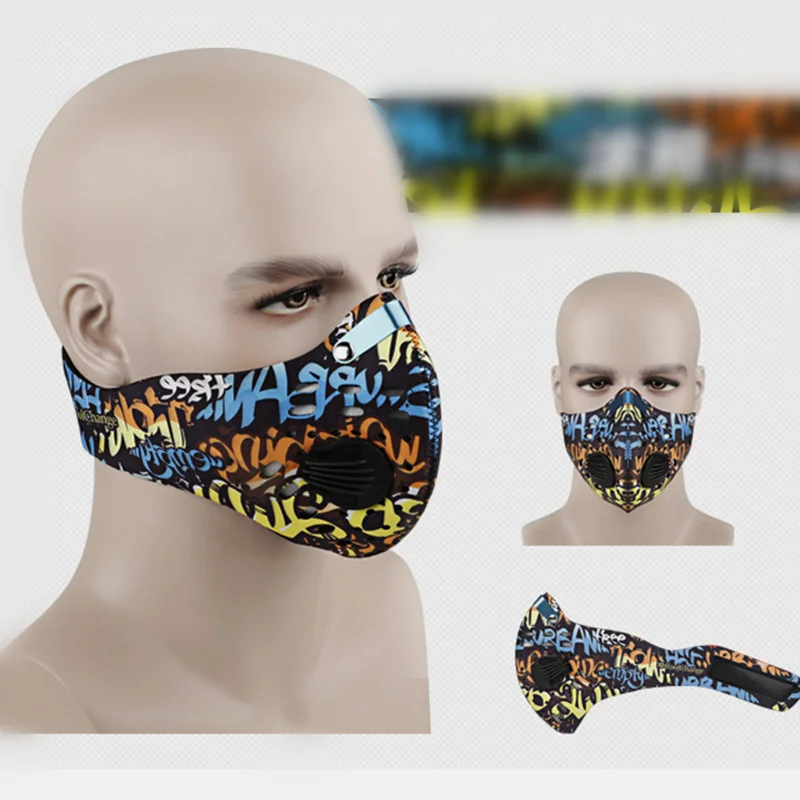 Graffiti Активированный уголь PM2.5 Пыленепроницаемая велосипедная маска для лица, покрытие для спорта на открытом воздухе, для бега, защита от загрязнения, дымка, вредная газовая пыльца, Allery - Цвет: Graffiti