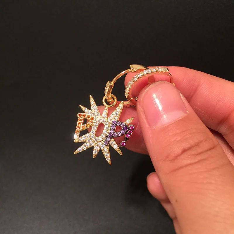 New1 пара ААА кубического циркония буквы поп жало асимметрия Висячие серьги для