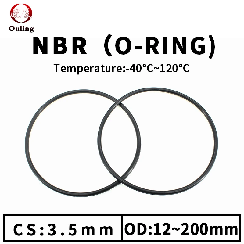 

NBR O Ring Seal Gasket Thickness CS3.5mm OD12-200mm Wear Resistant Automobile Petrol Nitrile Rubber O-Ring Waterproof Black