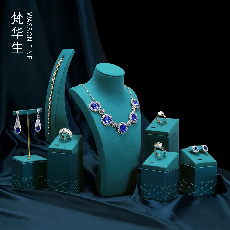 2021 new jewelry window display props ring earrings necklace storage rack jewelry display jewelry display rack earring rack velvet board ring tray light luxury display rack necklace rack jewelry counter display window