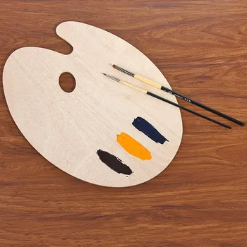 

Acrylic Smooth Art Supplies Wooden Tray Artist With Thumb Hole Oil Painting Palette Oval Watercolor Flat