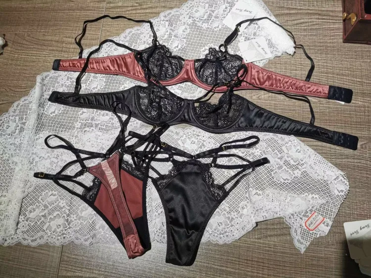 Satin Lingerie Set Underwear, Satin Lace Underwear Sets